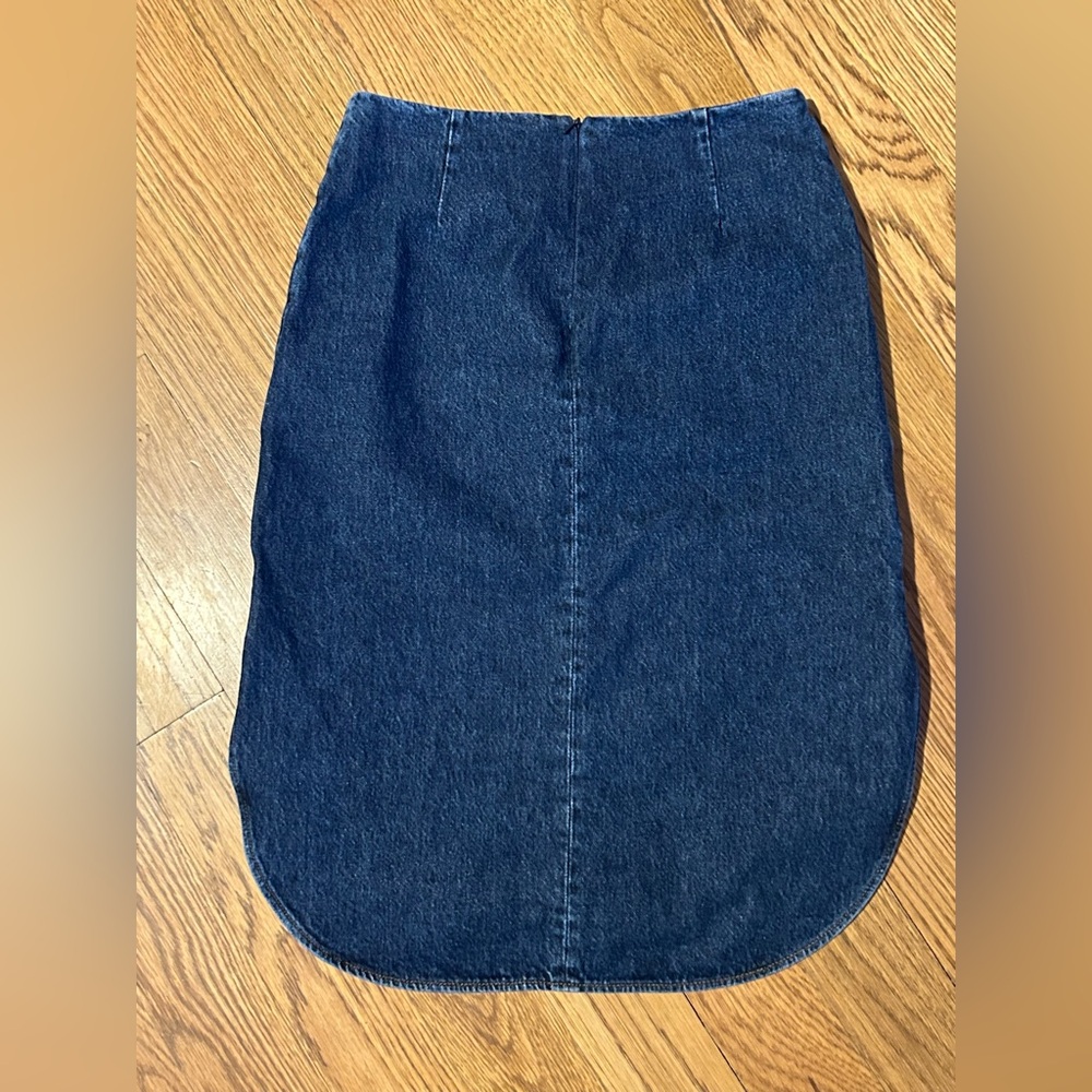 Toteme Curved Hem‎ Denim Skirt 34 / US 2 26 Waist Made in Italy Quiet Luxury - Picture 14 of 14